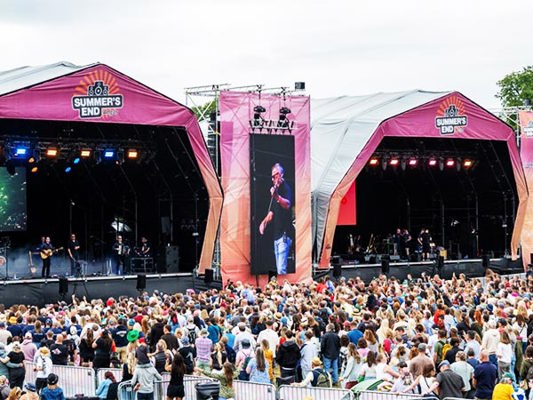 The main stage under rainbow light