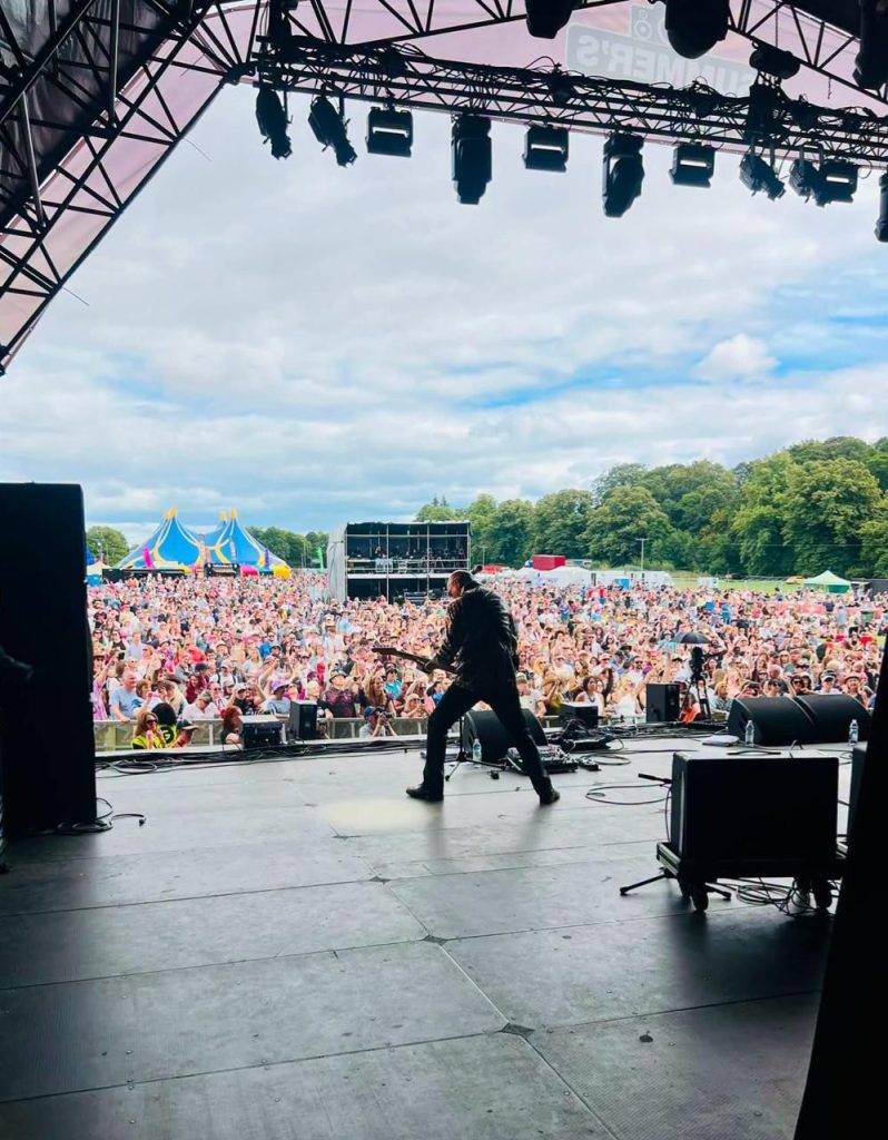 The view out to the field from the side of the stage